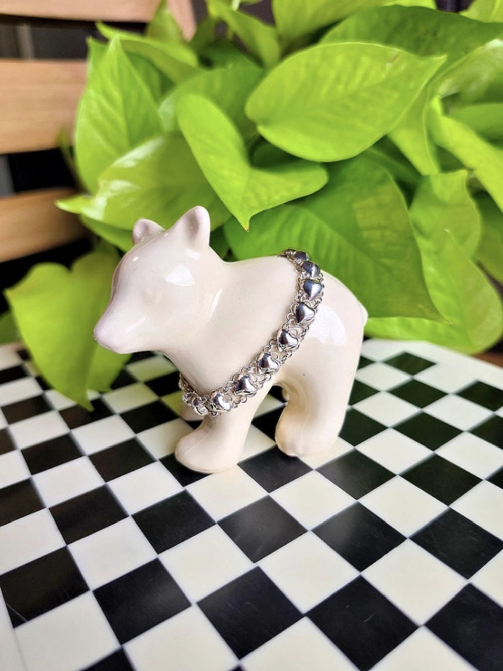 Sterling Silver Heart Link Bracelet